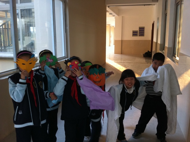 kids with masks and costumes!